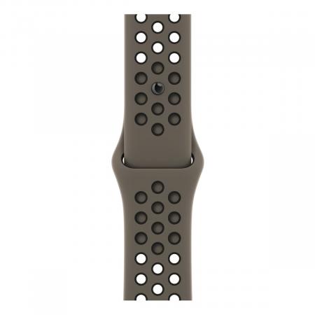 Apple Watch Nike SE (2022), 40 мм корпус из алюминия цвета «Starlight», ремешок Nike Sport Band размера S/M цвета «Olive Grey/Black» Apple Watch Nike SE (2022), 40 мм корпус из алюминия цвета «Starlight», ремешок Nike Sport Band размера S/M цвета «Olive Grey/Black»