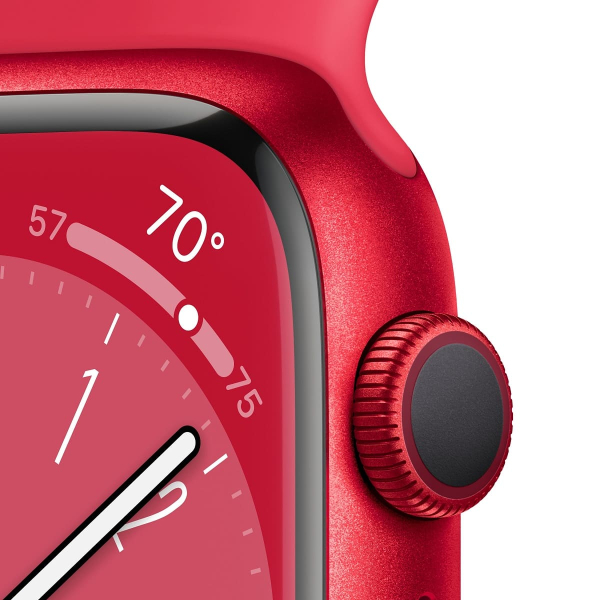 Apple Watch Series 8, 41 мм корпус из алюминия цвета (PRODUCT)RED™, ремешок Sport Band размера M/L цвета (PRODUCT)RED™