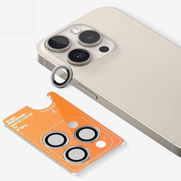 Защитное стекло для камеры iPhone 15 Pro BLUEO Camera lens Armor metal (3 шт. +installer) (BM2541-15Pro-GRE) Серый