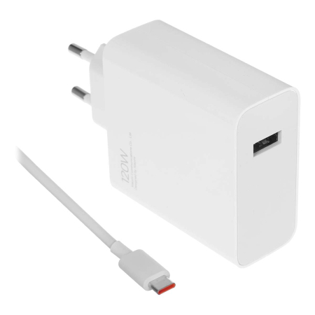 Зарядное устройство Xiaomi 120W GaN 1 USB-A Charger кабель Type-C EU Белый