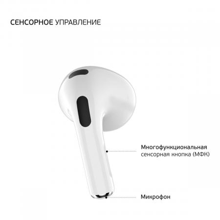 Беспроводные наушники с микрофоном Deppa Air Nova, TWS, BT 5.1, 300 мАч, QI (44192) Белый