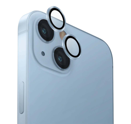 Защитное стекло для камеры iPhone 15/15 Plus UNIQ OPTIX Camera Lens protector Aluminium (IP6.1-6.7(2023)-ALENSBLU) Синий