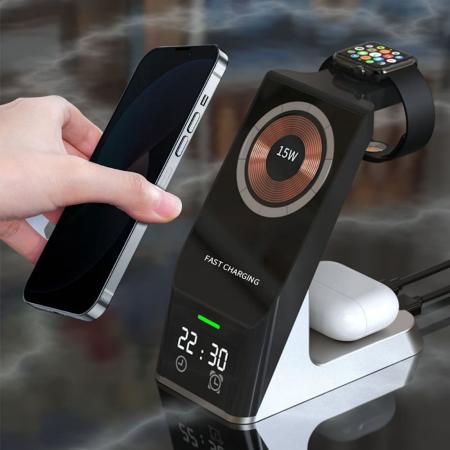 Беспроводная зарядная станция 6в1 Magnetic Wireless Charger (HYD-H27) Black, черный