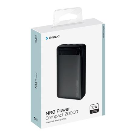 Внешний аккумулятор Deppa NRG Power 20000mAh, 2A, 2xUSB (33631) Черный