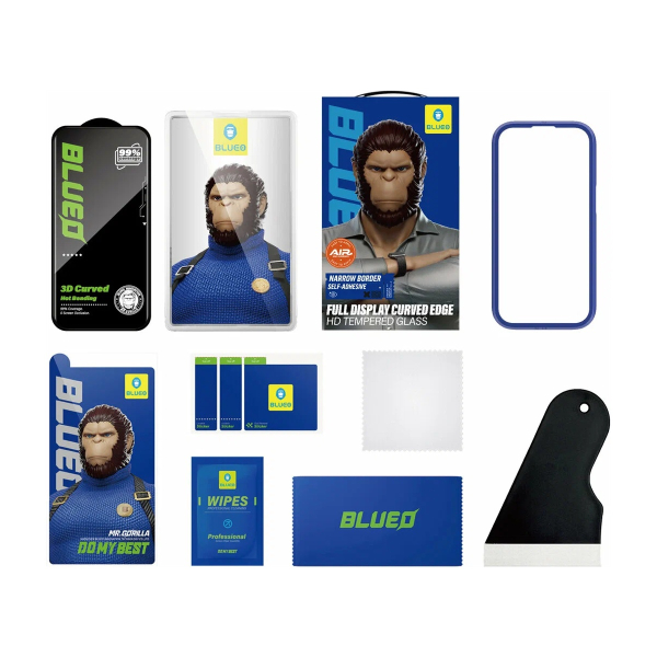 Стекло для iPhone 17 Pro/17/16 Pro BlueO Self-Adhensive +installer 3D (BL067) Чёрный