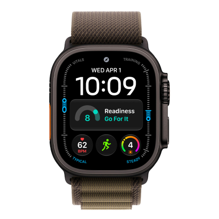 Apple Watch Ultra 4, 49 мм корпус из титана цвета «Black», ремешок Alpine Loop цвета «Dark Olive» размера L