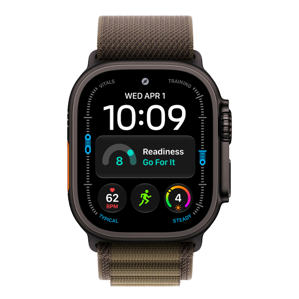 Apple Watch Ultra 4, 49 мм корпус из титана цвета «Black», ремешок Alpine Loop цвета «Dark Olive» размера L