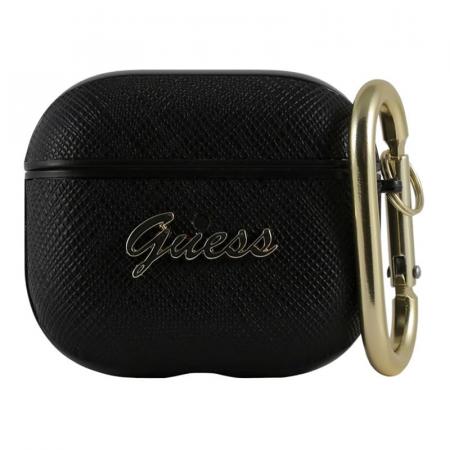 Чехол Guess с карабином для AirPods 3 CG Mobile PU Saffiano with metal logo (GUA3SASMK) Черный Чехол Guess с карабином для AirPods 3 CG Mobile PU Saffiano with metal logo (GUA3SASMK) Черный