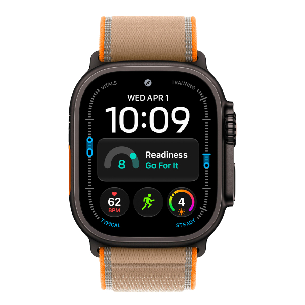 Apple Watch Ultra 4, 49 мм корпус из титана цвета «Black», ремешок Trail Loop цвета «Sand» размера M/L