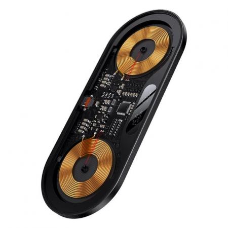 Беспроводное зарядное устройство Baseus Digital LED Display 2in1 Wireless Charger 20W с кабелем USB For type-C 3A 1m BS-W528 (WXSX010101) Black, черный