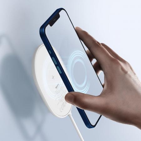 Беспроводное зарядное устройство 15w Baseus Light Magnetic Wireless Charger, Type-C кабель 1,5 м (WXQJ-02) White, белый