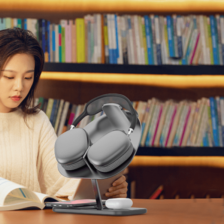 Беспроводное зарядное устройство-подставка для наушников WiWU Hubble Stand Wireless Charger 3в1 30W (M15) Gray, серый Беспроводное зарядное устройство-подставка для наушников WiWU Hubble Stand Wireless Charger 3в1 30W (M15) Gray, серый