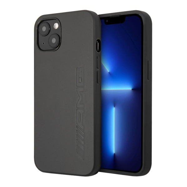 Чехол AMG для iPhone 13 Genuine leather Big logo Hard (AMHCP13MDOLGR) Черный