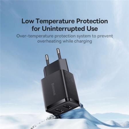 Зарядное устройство Baseus Compact Charger 2 USB-A 10,5 Вт CCXJ010201 (CCCP10UE), черный