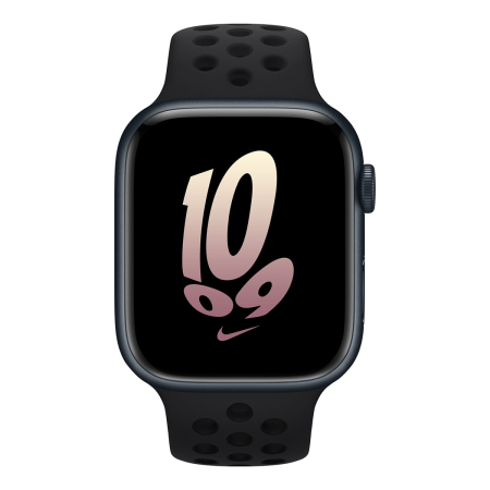 Apple Watch Nike Series 8, 45 мм корпус из алюминия цвета «Midnight», ремешок Nike Sport Band размера M/L цвета «Black/Black»