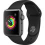 Apple Watch Series 3, 38 мм корпус из алюминия цвета «серый космос», спортивный ремешок чёрного цвета
