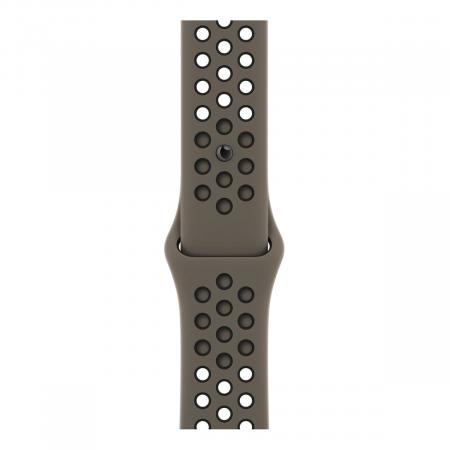 Apple Watch Nike SE (2022), 44 мм корпус из алюминия цвета «Starlight», ремешок Nike Sport Band размера S/M цвета «Olive Grey/Black» Apple Watch Nike SE (2022), 44 мм корпус из алюминия цвета «Starlight», ремешок Nike Sport Band размера S/M цвета «Olive Grey/Black»