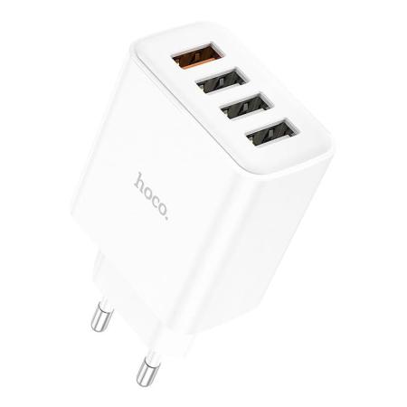 Зарядное устройство USB hoco. QC3.0 4USB порта 28,5 Вт (C102A), белый