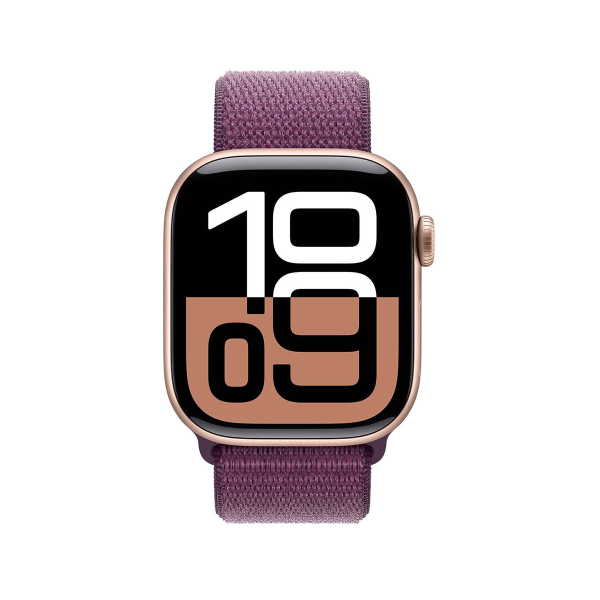 Apple Watch Series 10, 42 мм корпус из алюминия цвета «Rose Gold», ремешок Sport Loop цвета «Plum»