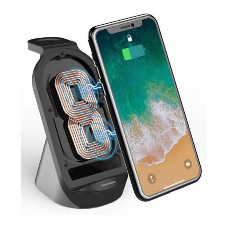 Док-станция Three in one Wireless Charger Station 3в1 15W (H-18) Black, черный