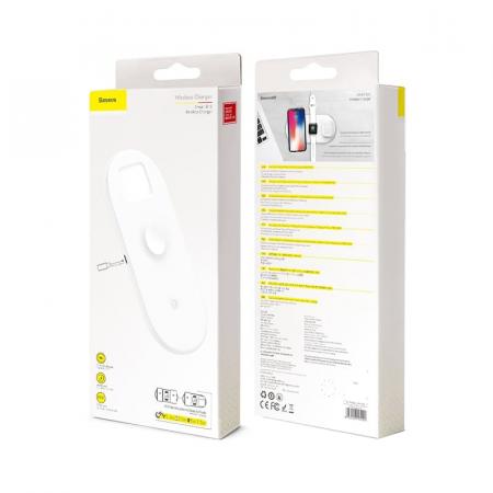 Беспроводное зарядное устройство Baseus 3в1 Smart Wireless Charger (WX3IN1-B01) Black, черный