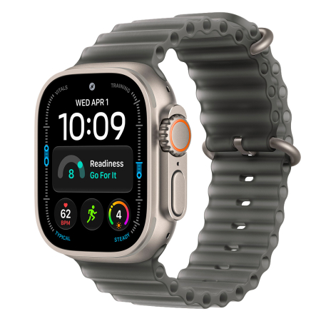 Apple Watch Ultra 4, 49 мм корпус из титана цвета «Natural», ремешок Ocean Band цвета «Translucent Black»