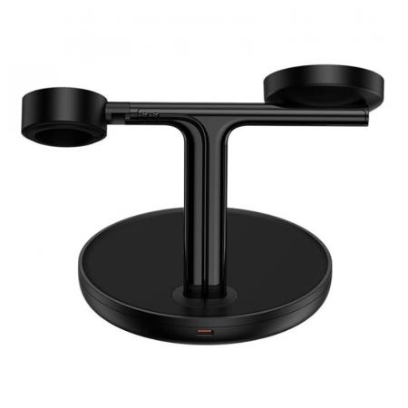 Беспроводное зарядное устройство Baseus Swan 3в1 Wireless Magnetic Charging Bracket 20W BS-W527 (WXTE000101) Black, черный