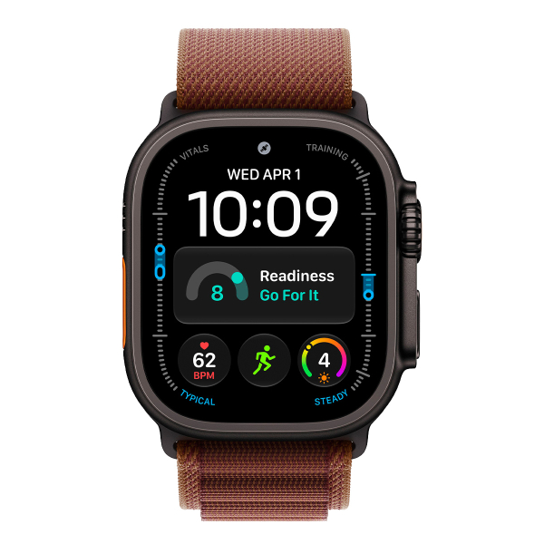 Apple Watch Ultra 4, 49 мм корпус из титана цвета «Black», ремешок Alpine Loop цвета «Burgundy» размера L