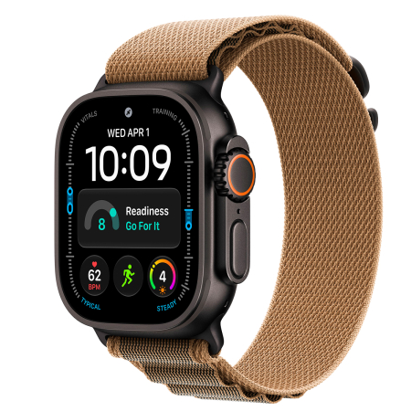 Apple Watch Ultra 4, 49 мм корпус из титана цвета «Black», ремешок Alpine Loop цвета «Desert» размера M