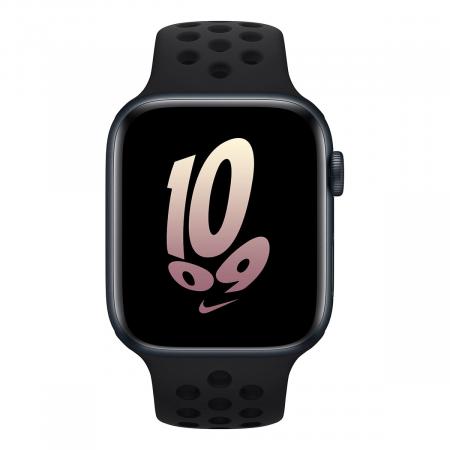 Apple Watch Nike SE (2022), 44 мм корпус из алюминия цвета «Midnight», ремешок Nike Sport Band размера S/M цвета «Black/Black» Apple Watch Nike SE (2022), 44 мм корпус из алюминия цвета «Midnight», ремешок Nike Sport Band размера S/M цвета «Black/Black»
