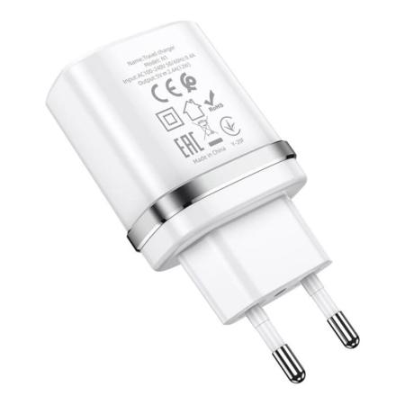 Зарядное устройство hoco. USB-A Indicator single port safety charger (N1), белый