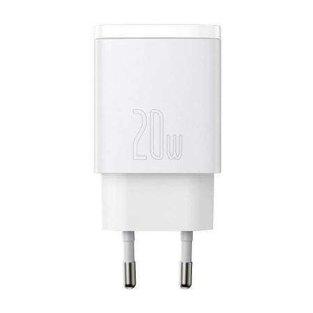 Зарядное устройство Baseus Compact Quick Charger USB-A + USB Type-C 20 Вт EU (CCXJ-B02), белый
