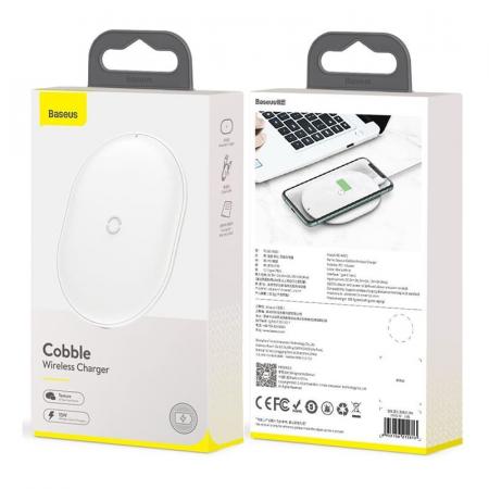 Беспроводное зарядное устройство Baseus Cobble Wireless Quick Charger 15W (WXYS-02) White, белый Беспроводное зарядное устройство Baseus Cobble Wireless Quick Charger 15W (WXYS-02) White, белый