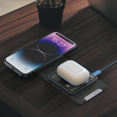Беспроводная зарядная станция Deppa 2в1 Crystal MagSafe Fold Travel QI складная (23154) Black, черный Беспроводная зарядная станция Deppa 2в1 Crystal MagSafe Fold Travel QI складная (23154) Black, черный