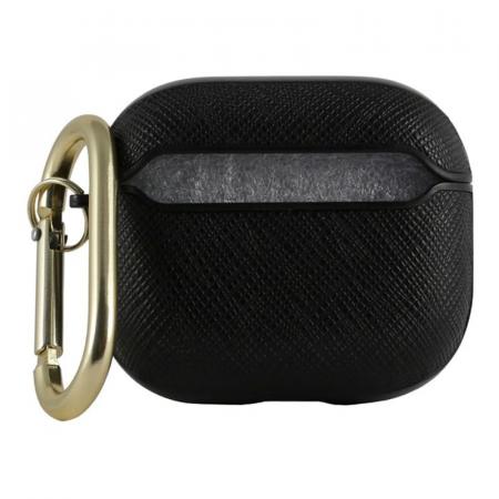 Чехол Guess с карабином для AirPods 3 CG Mobile PU Saffiano with metal logo (GUA3SASMK) Черный Чехол Guess с карабином для AirPods 3 CG Mobile PU Saffiano with metal logo (GUA3SASMK) Черный