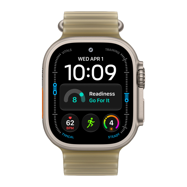 Apple Watch Ultra 4, 49 мм корпус из титана цвета «Natural», ремешок Ocean Band цвета «Translucent Kelp»