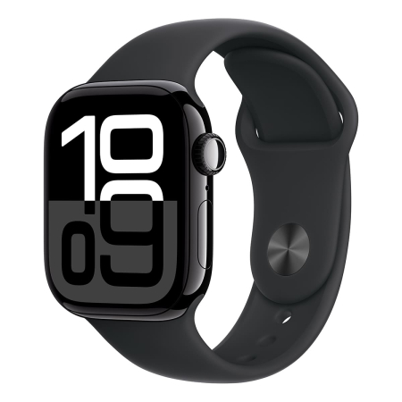 Apple Watch Series 10, 42 мм корпус из алюминия цвета «Jet Black», ремешок Sport Band размера M/L цвета «Black»