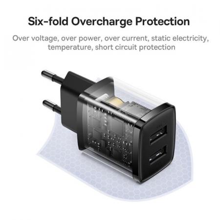 Зарядное устройство Baseus Compact Charger 2 USB-A 10,5 Вт CCXJ010201 (CCCP10UE), черный