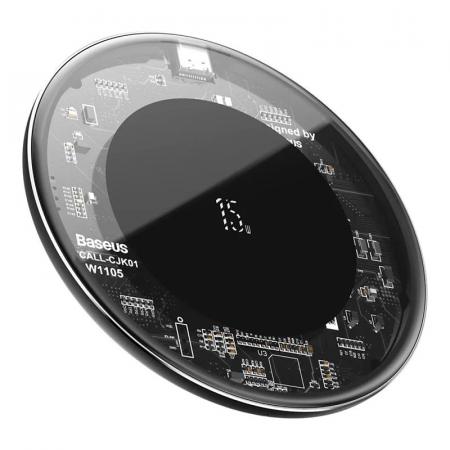 Беспроводное зарядное устройство Baseus Simple Wireless Charger 15W Type-C BSWC-P10CX (WXJK-BA02) Black, черный/прозрачный