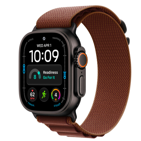 Apple Watch Ultra 4, 49 мм корпус из титана цвета «Black», ремешок Alpine Loop цвета «Burgundy» размера L