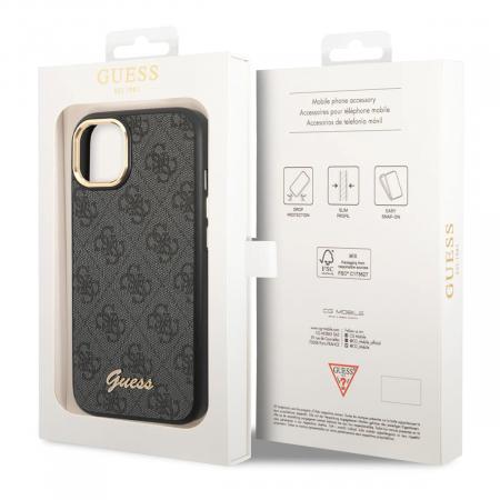 Чехол Guess для iPhone 14 Plus CG Mobile PU 4G Script metal logo Hard (GUHCP14MHG4SHK) Черный