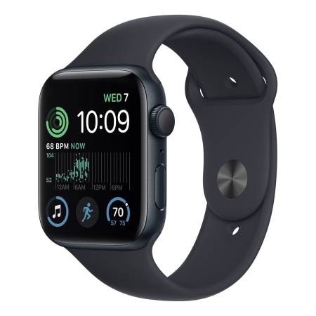 Apple Watch SE (2022), 44 мм корпус из алюминия цвета «Midnight», ремешок Sport Band размера M/L цвета «Midnight» Apple Watch SE (2022), 44 мм корпус из алюминия цвета «Midnight», ремешок Sport Band размера M/L цвета «Midnight»