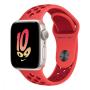 Apple Watch Nike SE (2022), 40 мм корпус из алюминия цвета «Starlight», ремешок Nike Sport Band размера S/M цвета «Bright Crimson/Gym Red» Apple Watch Nike SE (2022), 40 мм корпус из алюминия цвета «Starlight», ремешок Nike Sport Band размера S/M цвета «Bright Crimson/Gym Red»