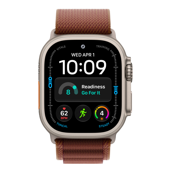 Apple Watch Ultra 4, 49 мм корпус из титана цвета «Natural», ремешок Alpine Loop цвета «Burgundy» размера L