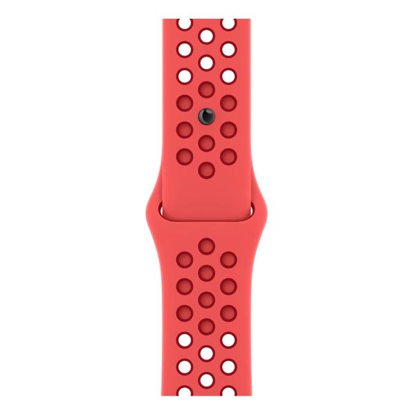 Apple Watch Nike SE (2022), 40 мм корпус из алюминия цвета «Starlight», ремешок Nike Sport Band размера S/M цвета «Bright Crimson/Gym Red»
