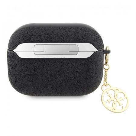Чехол для Airpods Pro 2 Guess Glitter flakes Metal logo with Heart charm (GUAP2GLGSHK) Черный