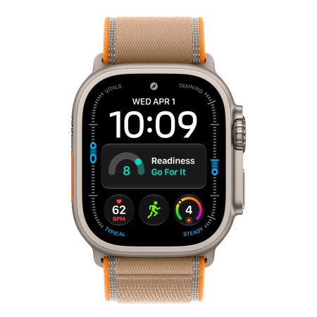 Apple Watch Ultra 4, 49 мм корпус из титана цвета «Natural», ремешок Trail Loop цвета «Sand» размера S/M