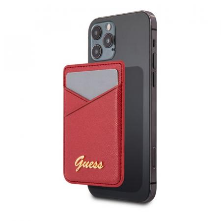 Магнитный бумажник Guess Wallet Cardslot MagSafe Saffiano Script logo (GUWMSSASLRE) Красный