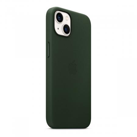 Чехол Leather Case MagSafe для Apple iPhone 13, кожа, «зелёная секвойя»