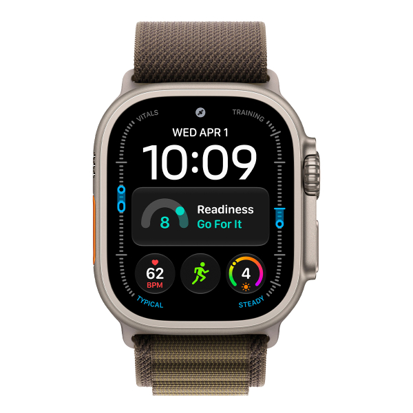 Apple Watch Ultra 4, 49 мм корпус из титана цвета «Natural», ремешок Alpine Loop цвета «Dark Olive» размера S